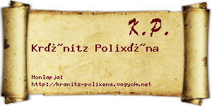 Kránitz Polixéna névjegykártya